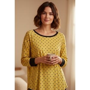 Cacique Polka dot Sleep shirt Yellow & Black Size 18/20